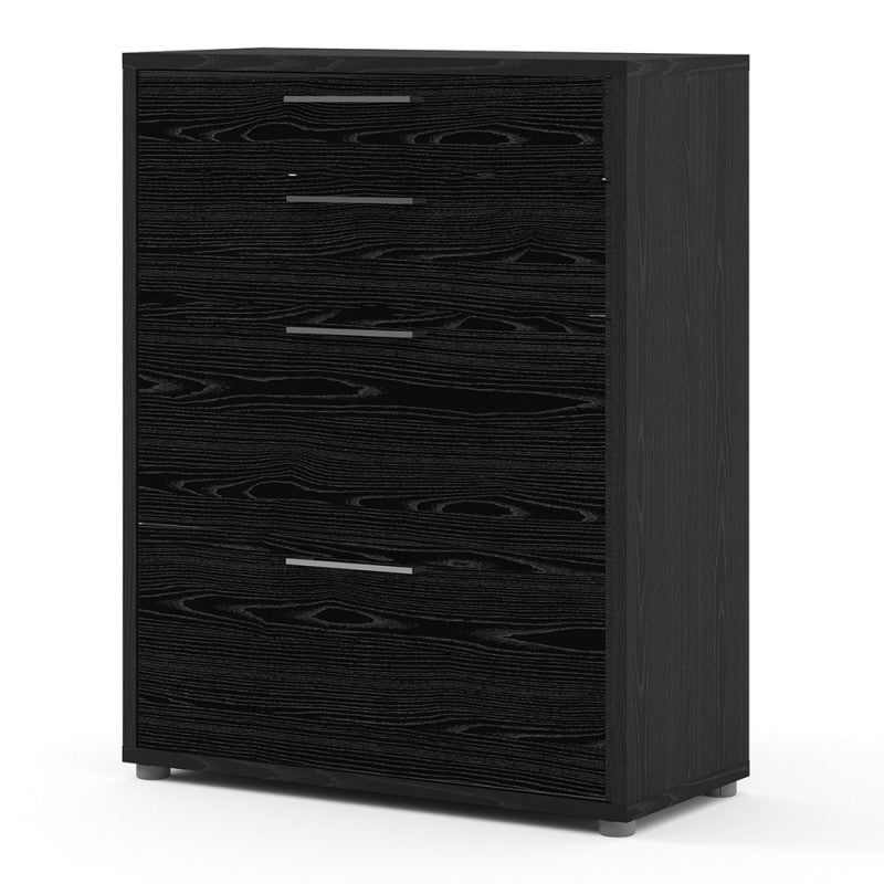 Prima Office Storage with 2 Drawers + 2 File Drawers in Black woodgrain