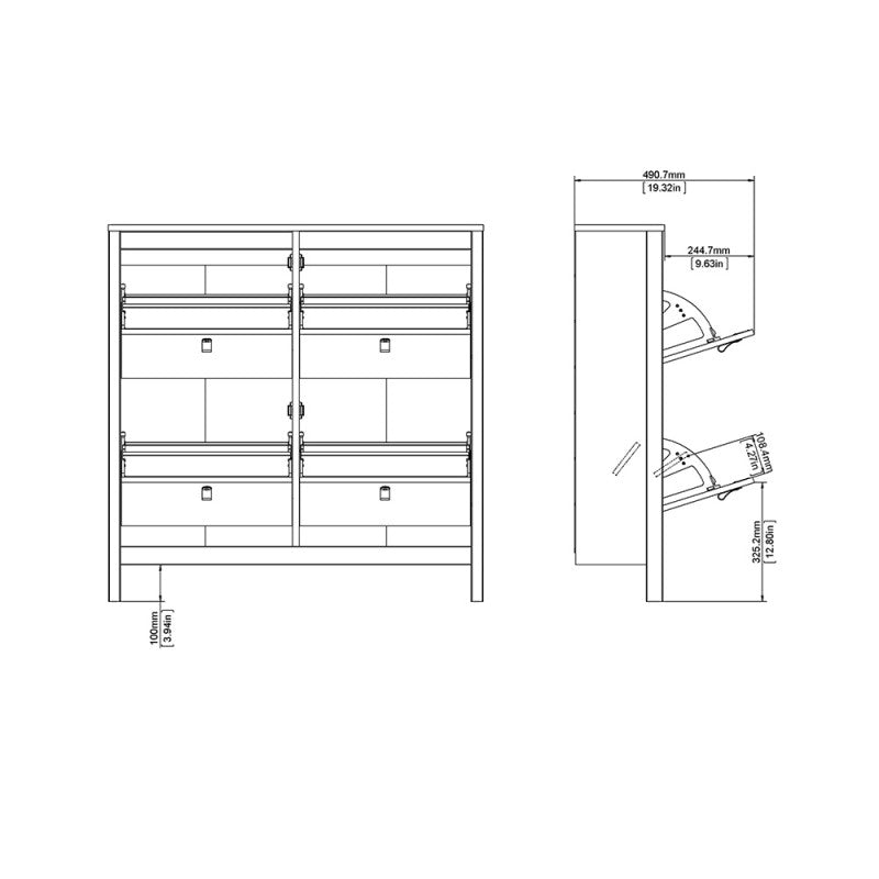 Madrid Shoe cabinet 4 compartments in White