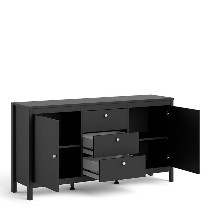 Madrid Sideboard 2 doors + 3 drawers  in Matt Black