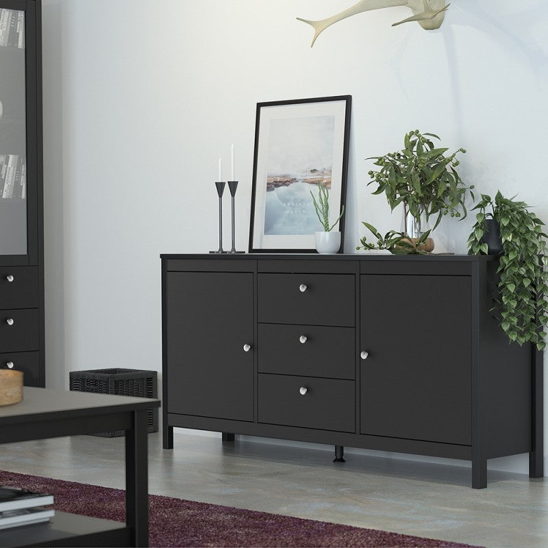 Madrid Sideboard 2 doors + 3 drawers  in Matt Black