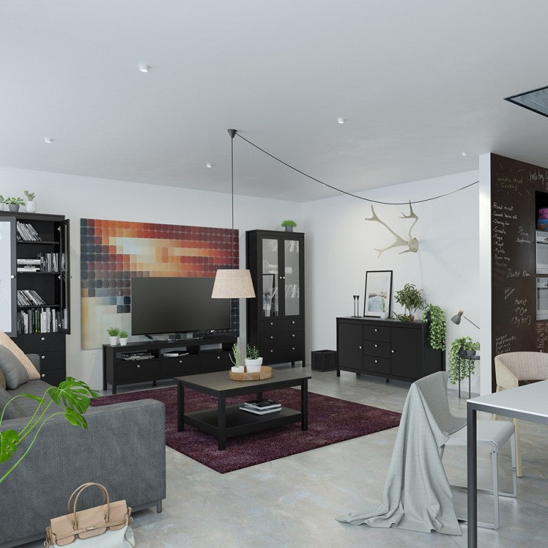 Madrid Sideboard 2 doors + 3 drawers  in Matt Black