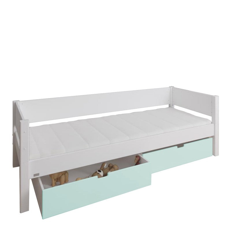 Manis-h White Day Bed and 2 drawers in Azur mint