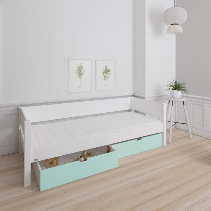 Manis-h White Day Bed and 2 drawers in Azur mint