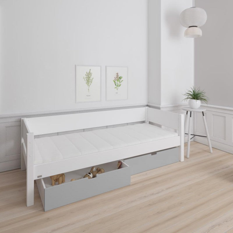 Manis-h White Day Bed and 2 drawers in Silver grey