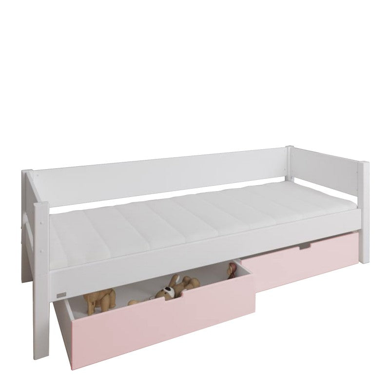 Manis-h White Day Bed and 2 drawers in Light Rose