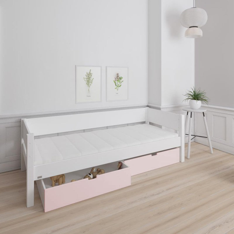 Manis-h White Day Bed and 2 drawers in Light Rose