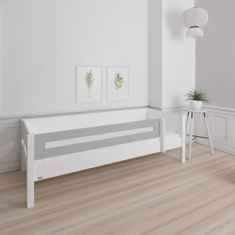 Manis-h White Day Bed with Safety Rail in Silver Grey