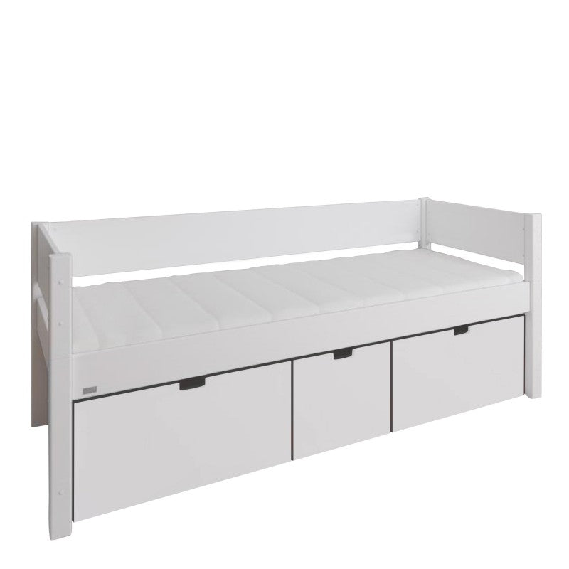 Manis-h White Day Bed including 3 deep drawers in Snow White