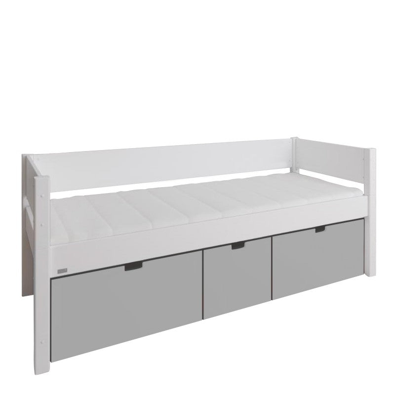 Manis-h White Day Bed including 3 deep drawers in Silver Grey