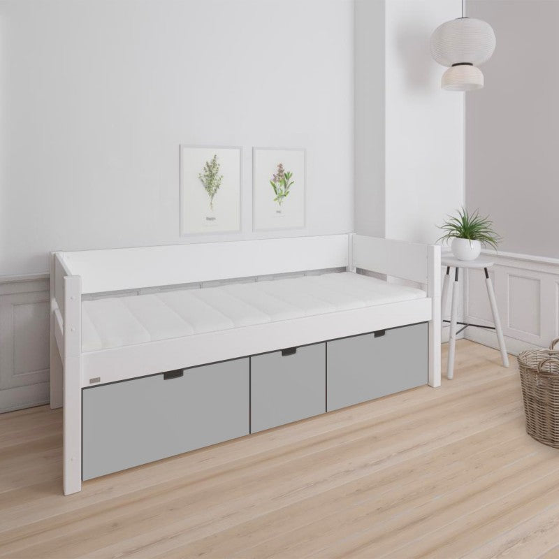Manis-h White Day Bed including 3 deep drawers in Silver Grey