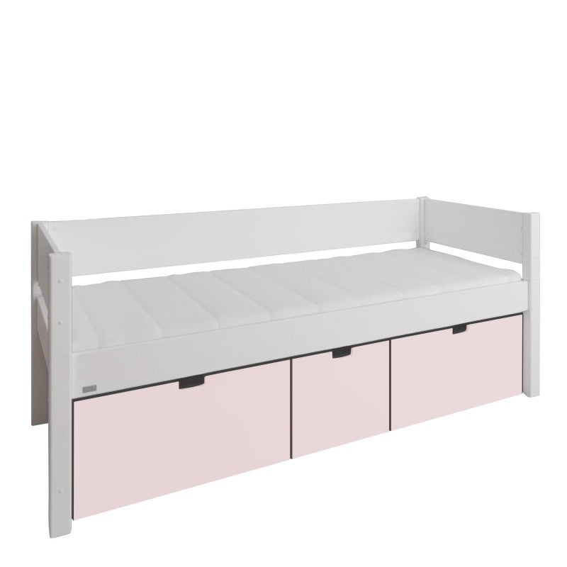 Manis-h White Day Bed including 3 deep drawers in Light Rose