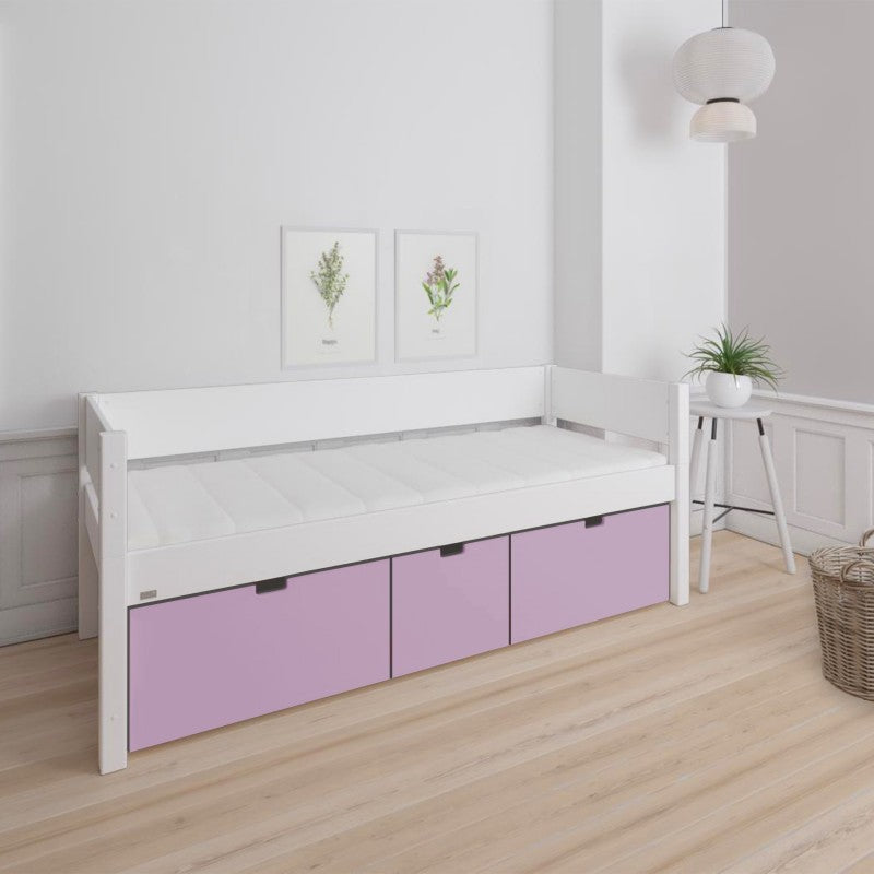 Manis-h White Day Bed including 3 deep drawers in Dusty Rose