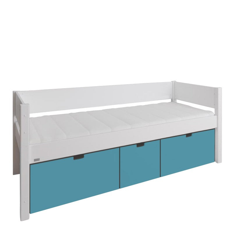 Manis-h White Day Bed including 3 deep drawers in Petroleum