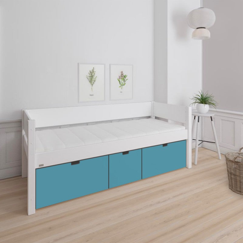 Manis-h White Day Bed including 3 deep drawers in Petroleum