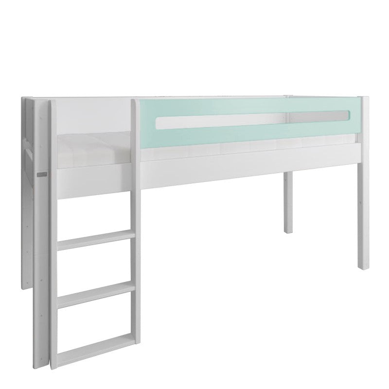 Manis-h White Mid Sleeper Bed with Safety Rail in Azur Mint