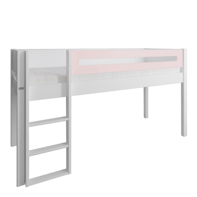 Manis-h White Mid Sleeper Bed with Safety Raill in Light Rose
