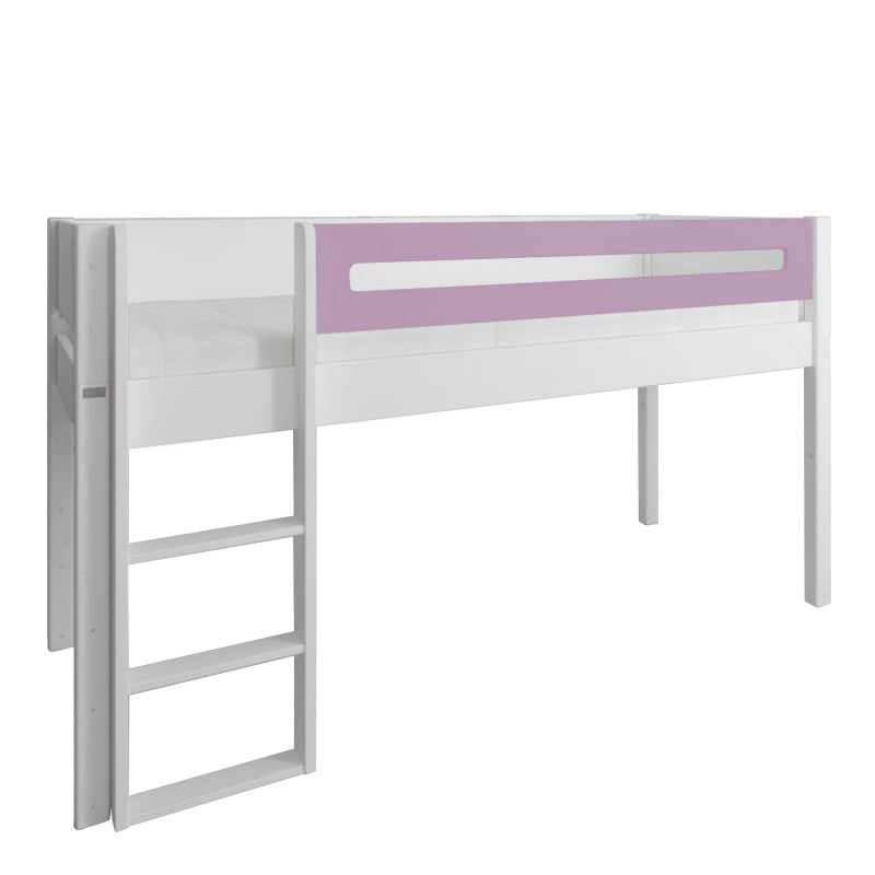 Manis-h White Mid Sleeper Bed with Safety Rail in Dusty Rose