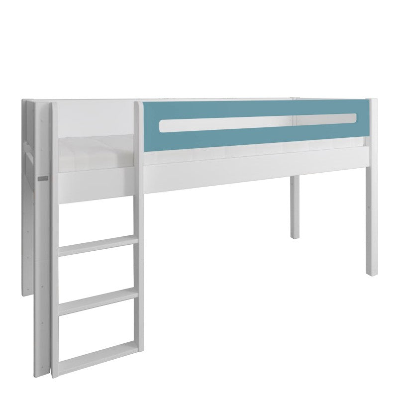 Manis-h White Mid Sleeper Bed with Safety Rail in Petroleum