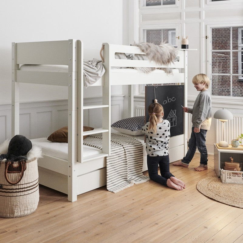 Manis-h White Bunk Bed with Safety Rail and 2 drawers in Snow White