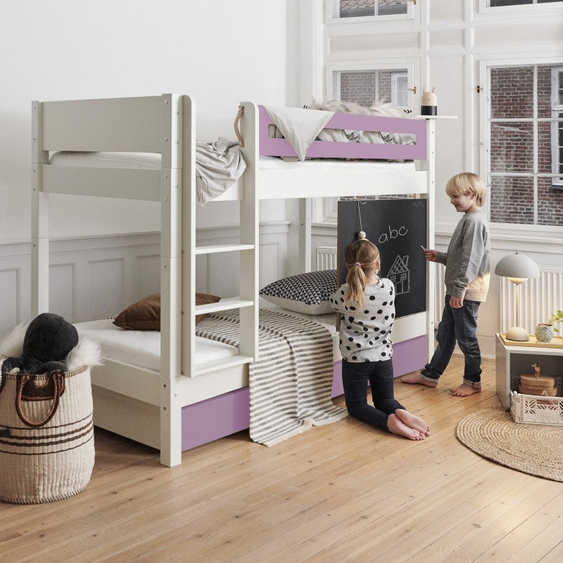Manis-h White Bunk Bed with Safety Rail and 2 drawers in Dusty Rose