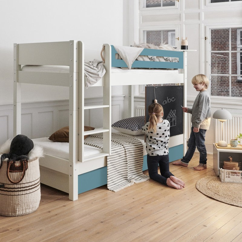Manis-h White Bunk Bed with Safety Rail and 2 drawers in Petroleum
