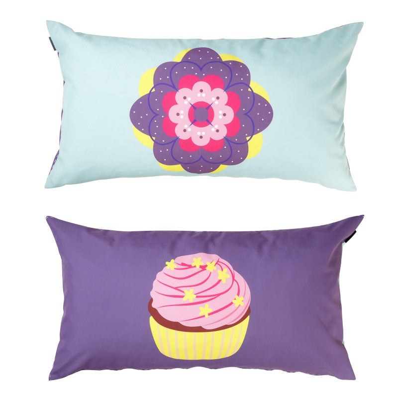Manis-h Set of 2 Cushion Covers in a Cup cake & Flower Design