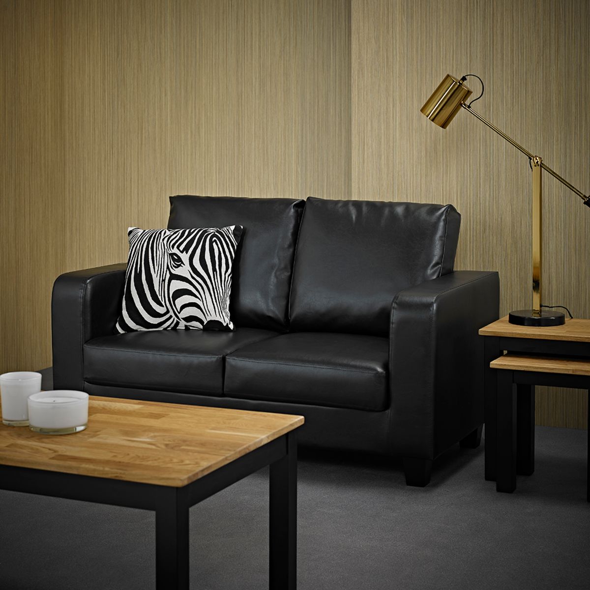 Sofa In A Box Black Faux Leather