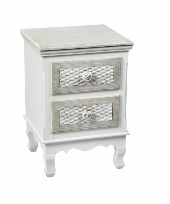Brittany 2 Drawer Bedside White-Grey